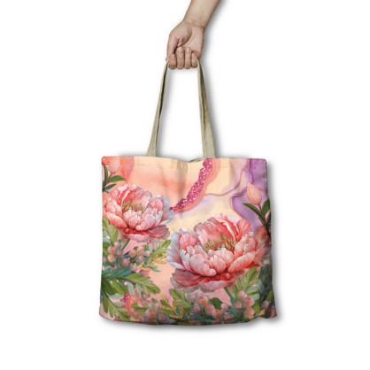 REUSABLE SHOPPING BAG 45CM CORAL PEONY
