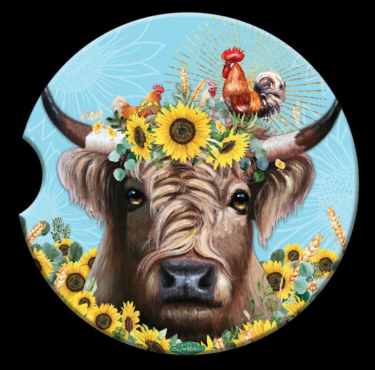 CERAMIC ABSORBENT CAR COASTER CARNIVAL COW