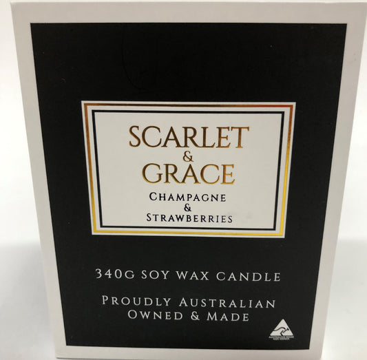 CANDLE SOY WAX 380G CHAMPAGNE & STRAWBERRY