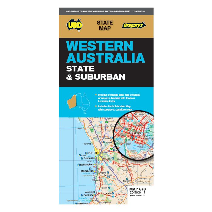 Map Western Australia State & Suburban #670 17th Edition UBD/Gregory's