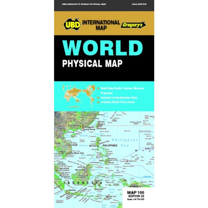 MAP WORLD PHYSICAL MAP 100 #22