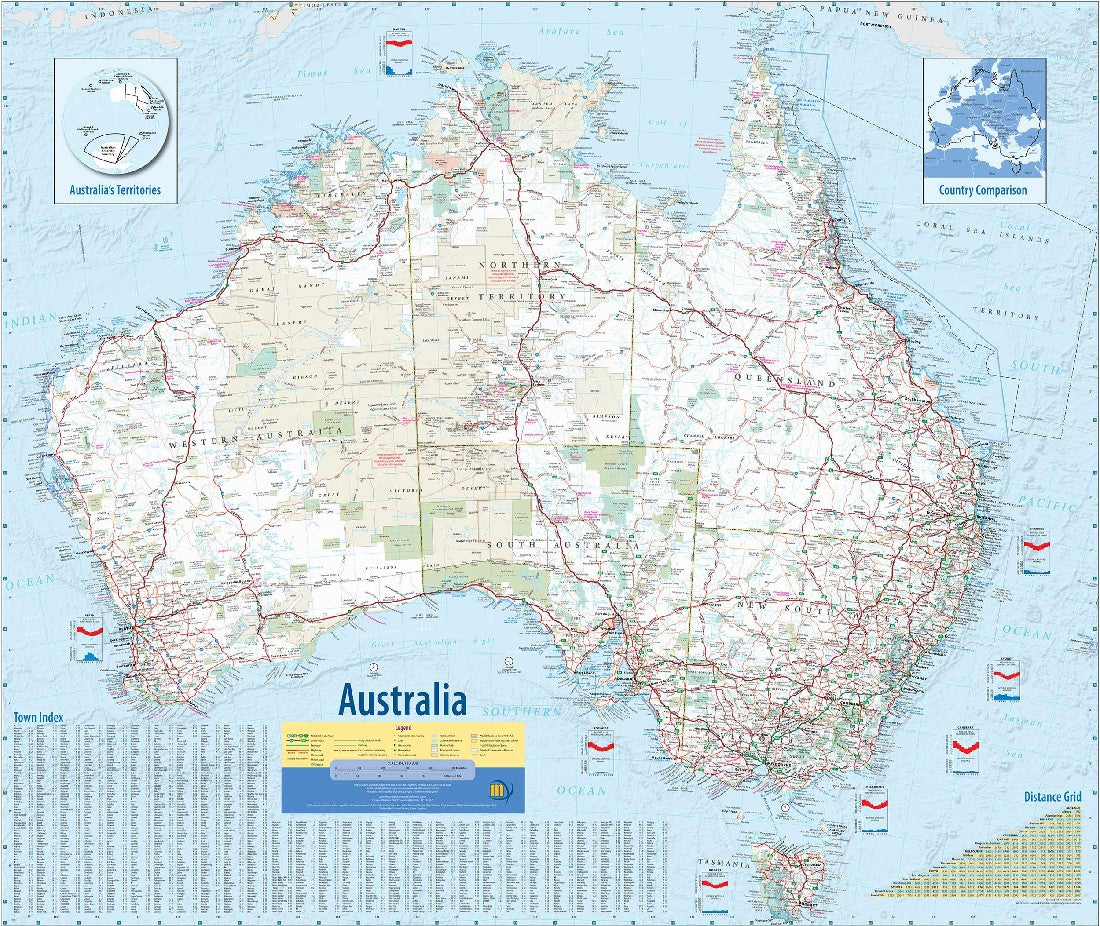 MAP AUSTRALIA FLAT MERIDIAN