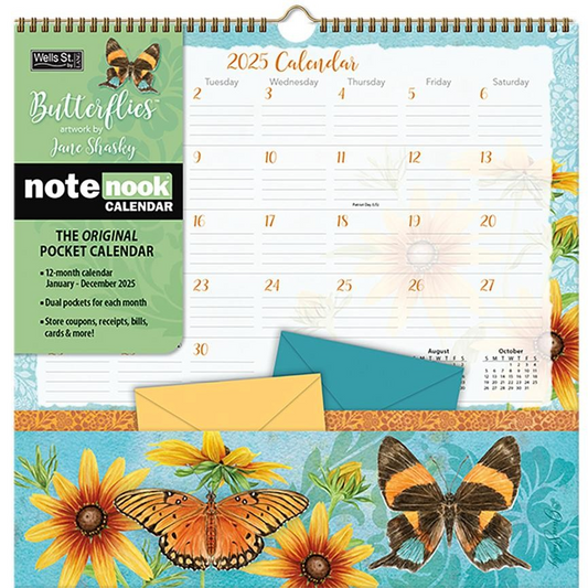 BROWN TROUT BUTTERFLIES 2025 NOTE NOOK SQUARE CALENDAR