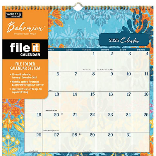 BROWN TROUT BOHEMIAN 2025 FILE-IT SQUARE CALENDAR