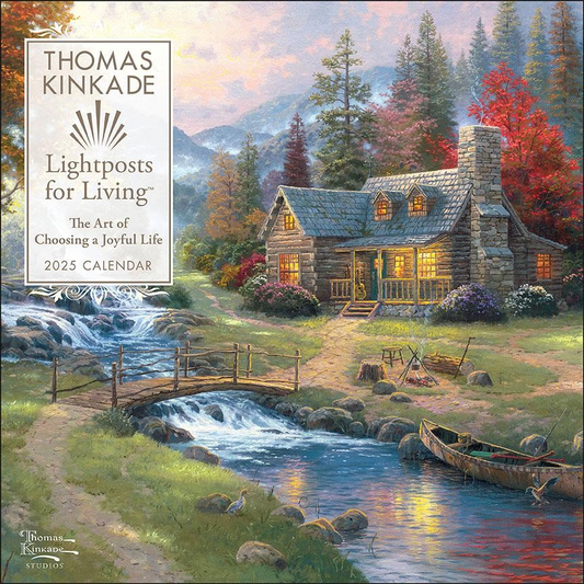 BROWN TROUT THOMAS KINKADE LIGHTPOSTS FOR LIVING 2025 SQUARE CALENDAR