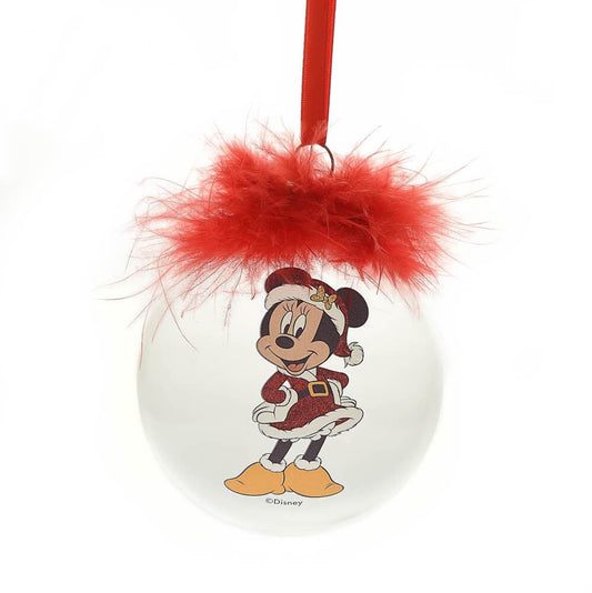 DISNEY CHRISTMAS FEATHER GLASS BAUBLE MINI MOUSE
