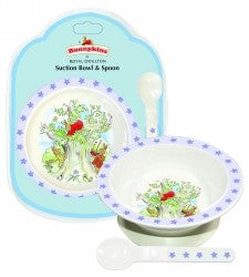 BUNNYKINS BABY GIFT SUCTION BOWL & SPOON SHINING STARS BLUE