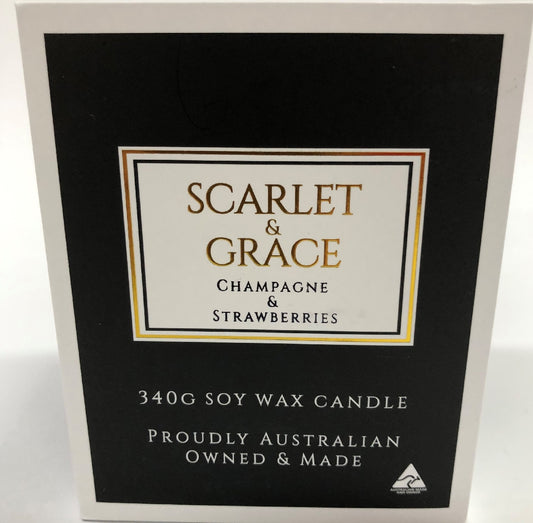 CANDLE SOY WAX 380G CHAMPAGNE & STRAWBERRY